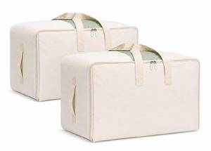 lot 7665 image: DoYiKe Canvas Clothes Storage Bags 55L 2 Pack Beige