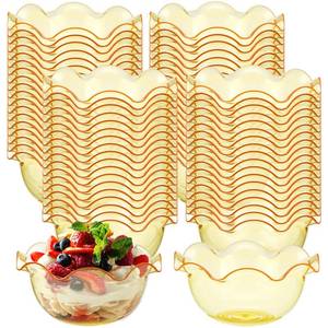 lot 7677 image: Newtay Plastic Dessert Cups 6oz Gold 100 Pcs