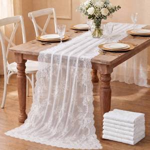 lot 7684 image: Remagr White Lace Table Runners 6 Pack 30 x 120 Inch Floral Wedding