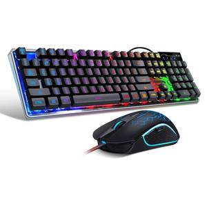 lot 7699 image: MageGee Gaming Keyboard and Mouse Combo RGB Backlit Wired 104-Key K1