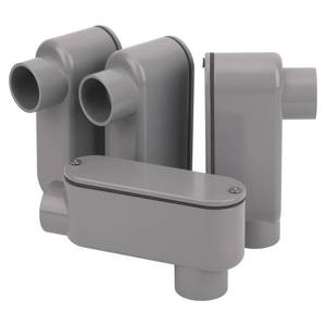 lot 7711 image: CKVIHAV 4 Pack 1 Inch PVC Conduit Body Type LB Slip x Slip Gray