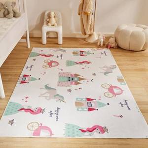 lot 7720 image: Sleep Zone Kids Area Rug Princess Castle Non-Slip Washable 3X5 Feet