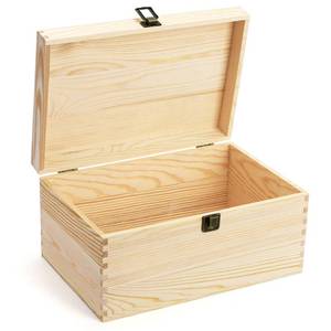lot 7723 image: Yarlung Unfinished Wooden Box with Hinged Lid 12 x 8 x 6 Inch Unpainted