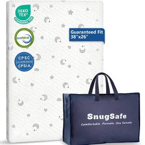 lot 7726 image: SnugSafe Pack and Play Mattress Pad 38x26x1.8 In Waterproof with Carry Bag