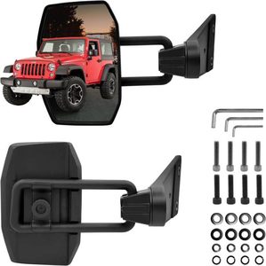 lot 7727 image: TOPMOUNT Door Off Side Mirrors Pair for Jeep Wrangler TJ JK JKU 1996-2018