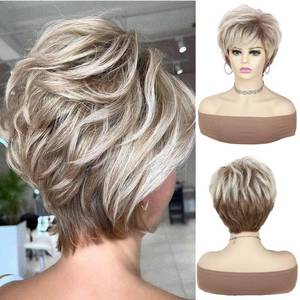 lot 8324 image: Quickwig Short Blonde Pixie Cut Wig Brown Mix Blonde Synthetic