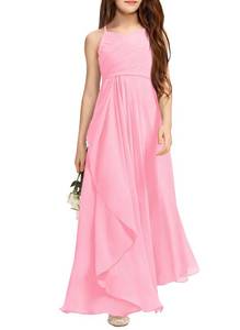 lot 8329 image: Imily Bela Girls A-Line Halter Chiffon Maxi Dress Junior Bridesmaid Flower Girl