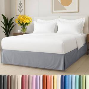 lot 8346 image: CGK Unlimited Pleated Bed Skirt King 12 Inch Steel Blue