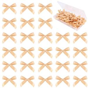 lot 8432 image: Hiswan Gold Mini Satin Ribbon Bows 1.57 Inch 100 Pack