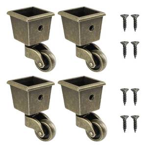 lot 8447 image: Semetall Swivel Furniture Caster Wheels 4 Pack Square Cup Bronze 1.02 Inch