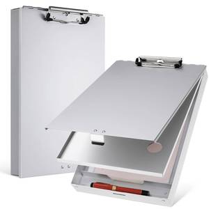 lot 8453 image: PerKoop Aluminum Clipboard with Storage, Letter Size, 2.2 Inch Folder Holder