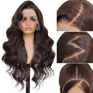 lot 8459 image: Sheshakewave Lace Front Wig 13x6 HD Lace 28 Inch Body Wave Chocolate Brown