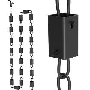 lot 9367 image: DIYIIRON 8.5 FT Black Powder-Coated Aluminum Square Rain Chain for Gutters