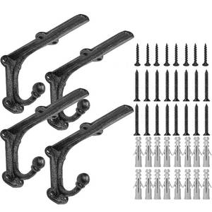 lot 9373 image: 6 Inch Decorative Shelf Brackets-Heavy Duty Wall Brackets with Hooks Shelve Brackets Metal for Open Shelves Vintage Shelf Supports Farmhouse-4 Pack