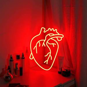 lot 9391 image: Human Heart Neon Sign USB Powered, Anatomical Heart LED Neon Light for Wall Decor, Dimmable Neon Sign for Bedroom, Party, Bar, Living Room