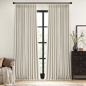 lot 9395 image: MIULEE Linen Pinch Pleated 100% Blackout Linen Curtains 40x84 Inches