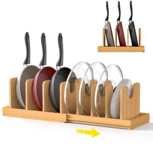 lot 9399 image: Bamboo Expandable Pot Lid Organizer,Pots and Pan Organizers inside Cabinet