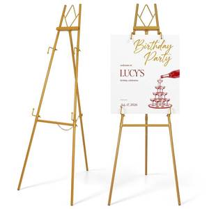 lot 9403 image: 53.9 Gold Easel Stand for Sign, Display Easel for Wedding Sign, Painting