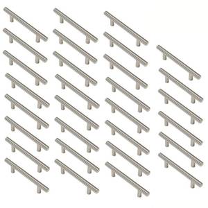 lot 9409 image: Aimyoo Cabinet Handles - Pack of 30 Stainless Steel Hollow Tube T Bar Drawer Pulls Cupboard Knob for Kitchen Furniture Hardware (Overall Length 6, Hole Center 3-34)