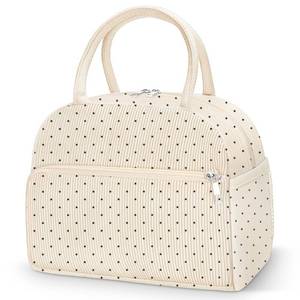 lot 9412 image: Coobiiya Lunch Bag Lunch Box for Women Men, Reusable Cute Corduroy Lunchbag - Leakproof, Insulated LunchBox Tote with Large Capacity, Dot