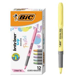lot 10017 image: BIC Brite Liner Grip Pastel Highlighters, 12-Count