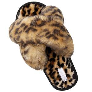 lot 10025 image: JIASUQI Womens Fuzzy Slippers Faux Fur House Indoor Slippers Leopard 8-9