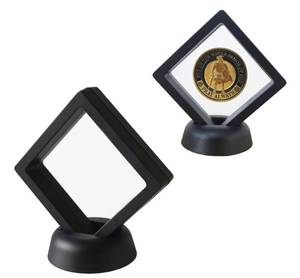 lot 10027 image: Set of 2 Challenge Coins Display Stand, 3D Floating Clear Case, Jewelry, Specimen, Military Medal Holder Frame