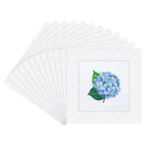 lot 10039 image: Mindsoft 12 Pcs Embroidered Linen Cocktail Napkins, 6x6 Hydrangea Party
