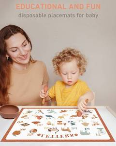 lot 10050 image: Babebay Disposable Stick-On Placemats for Baby, 60 Pack,4 Designs