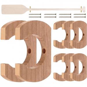lot 10060 image: DaisyInner 4 Pcs Wooden Kayak Paddle Hold Hanger Wall Storage Paddle Hanger
