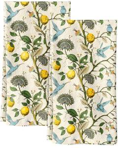 lot 10067 image: Miss Adola 150GSM Flour Sack Kitchen Towels Set of 2, Lemon Birds