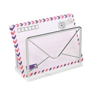 lot 10079 image: Jeasor Modern Mail Holder for Home Office, Metal Letter Organizer Sorter for Desk, Cutout Mail Envelope Design, Bill Filling Paper Document Rack, Envelope Storage Rack with Marble Base (Chrome)