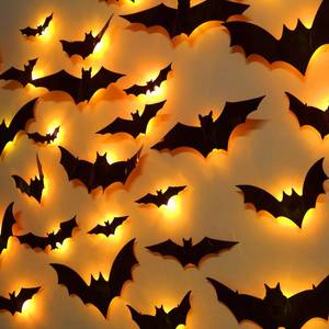 lot 10080 image: DR.DUDU 36 Pack Light Up Bats Halloween Decorations, Orange