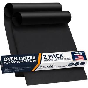 lot 10082 image: Oven Liners for Bottom of Oven - 2 Pack Large Heavy Duty Mats, 17x25 Non-Stick Reusable Liner for Electric, Gas, Toaster Ovens, Grills - BPA & PFOA Free Kitchen Accessory to Keep Oven Clean (Black)
