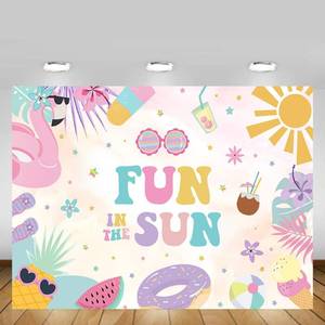 lot 10094 image: Splish Splash Party Decorations, Fun in The Sun Birthday Backdrop 7x5ft