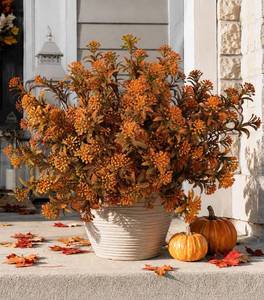 lot 13421 image: Florisso Faux Outdoor Plants 6 Bundles Autumn Yellow UV Resistant
