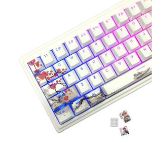 lot 13422 image: JSJT Plum Blossom PBT Keycap Set 129 Keys Cherry Profile Backlit Cherry MX