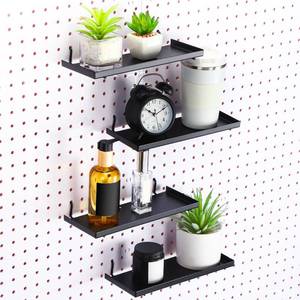 lot 13426 image: Lineshading Pegboard Shelves 4 Pcs Black 12 x 5 Inch