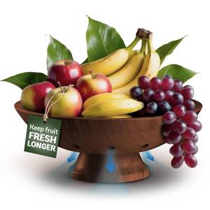 lot 13430 image: Wooden Fruit Bowl Brown Bamboo Pedestal Fruit Basket 11 x 4.5 Inches