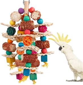 lot 13435 image: Lovyococo Parrot Chew Toy Natural Corn Cob With Wooden Blocks
