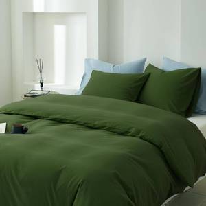 lot 13442 image: FALUCA Duvet Cover Set Queen 3-Piece 100% Cotton Dark Green