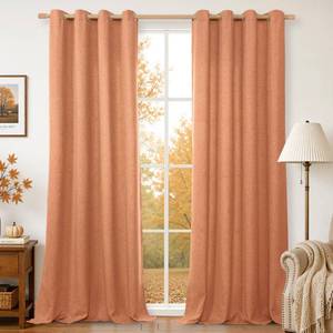 lot 13449 image: BGment Burnt Orange Faux Linen Curtains 52 x 90 Inch Set of 2