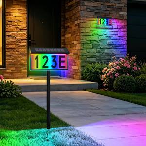 lot 13454 image: YDHOK Solar Address Sign Lighted House Numbers 8 Lighting Modes Waterproof