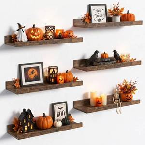 lot 13458 image: Upsimples Floating Wall Shelves Brown 15.7 Inch 6 Pcs
