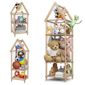 lot 13468 image: JoyVi Stuffed Animal Storage Corner Wooden 3 Adjustable Heights 36-55.5 in