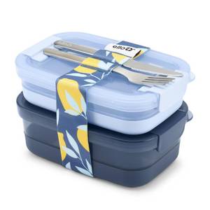 lot 13478 image: Ello Lunch Stack Bento Box Plastic Food Containers, Blueberry
