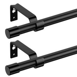 lot 13480 image: GSBLUNIE Black Curtain Rods Set of 2, 48 to 84 Inch, 58 Inch Diameter Metal