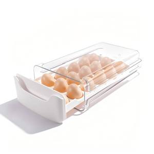 lot 13493 image: Schikaya Egg Holder for Fridge, Holds 18 Eggs, White