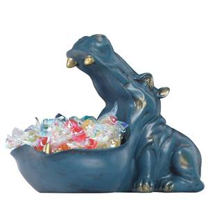 lot 13501 image: QIANLING Hippo Figurine Candy Dish & Key Bowl, Resin, 8.26 x 2.55 x 6.3 in HM01