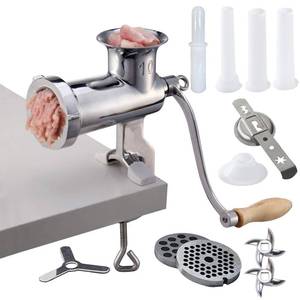 lot 13504 image: CAM2 Manual Meat Grinder #10 Clamp-On 304 Stainless Steel  Retail $149.99